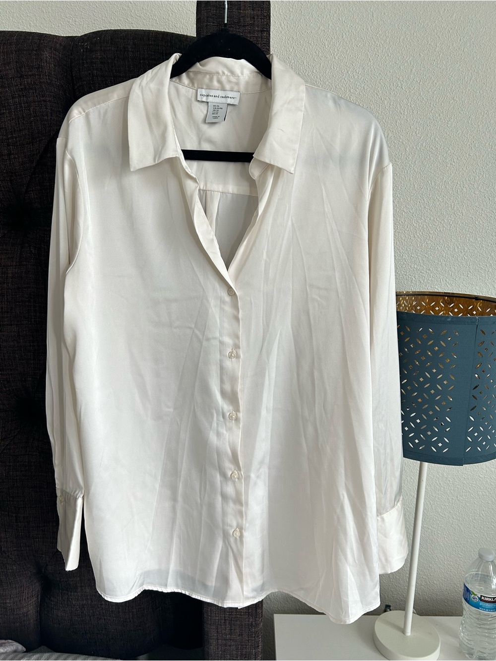 cupcakes & cashmere Ivory Silk-Like Button Shirt